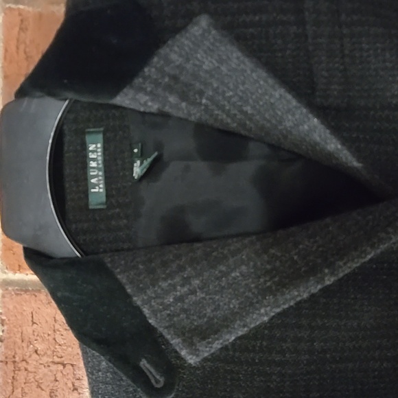 BEAUTIFUL LAUREN RALPH LAUREN BLACK GRAY TWEED BLAZER W VELVET COLLAR - Picture 2 of 5